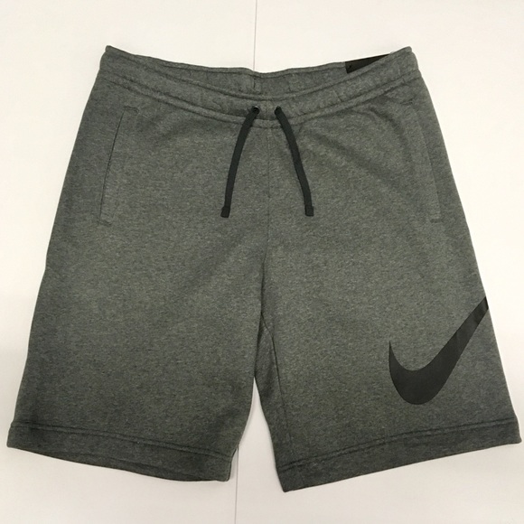 Charcoal Heather Nike Swoosh Mens Cotton Shorts Charcoal Heather Nike Swoosh Mens Cotton Shorts